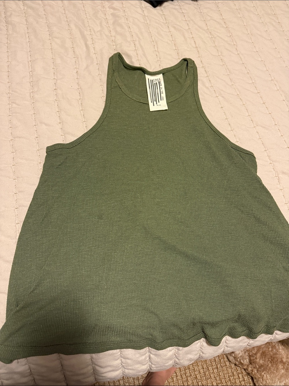 Free People Olive Ribbed Tank Top